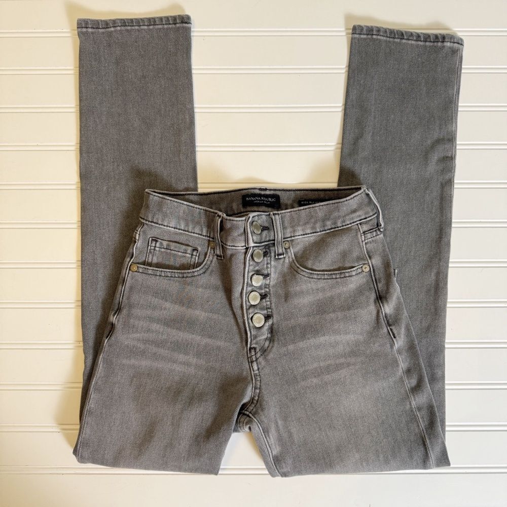 Banana Republic Premium Denim Gray High-Rise Slim Jeans Size 25